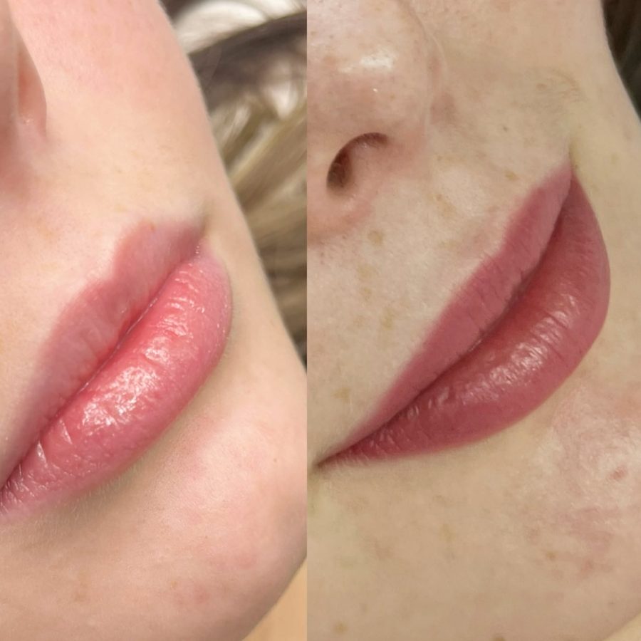 Lèvres avant et après lip blush